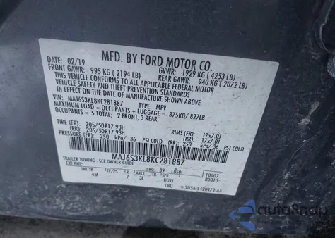 2019 Ford Ecosport Titanium from USA, damaged, VIN MAJ6S3KL8KC281887